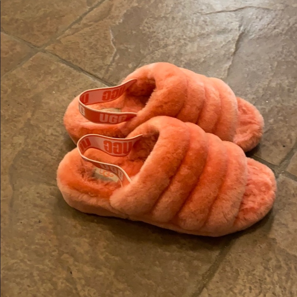 UGG Fluff Yeah Slide Slippers in Coral